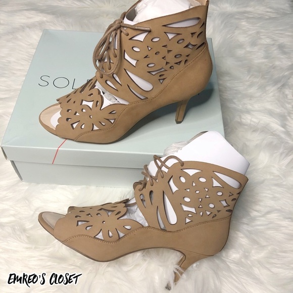 Lace-Up Nude Jupiter Microsuede Open Toe High Heels - Picture 2 of 8